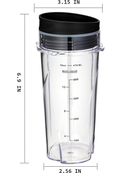 Ninja QB3001SS Fit Kompakt Kişisel Blender Için 16OZ Yedek Bardaklar, Kapaklı - 2 Paket (Yurt Dışından)