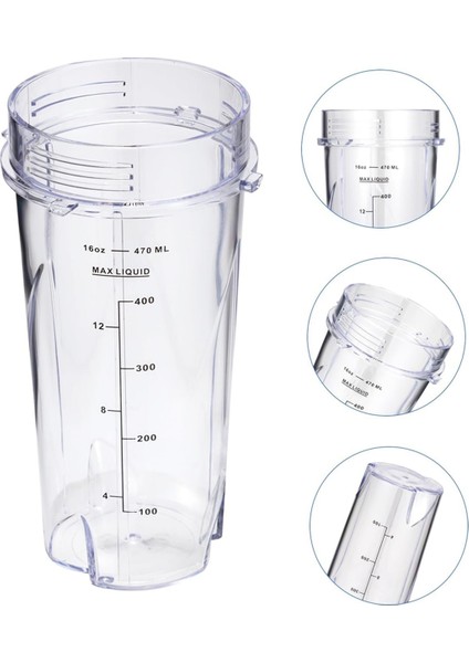 Ninja QB3001SS Fit Kompakt Kişisel Blender Için 16OZ Yedek Bardaklar, Kapaklı - 2 Paket (Yurt Dışından)