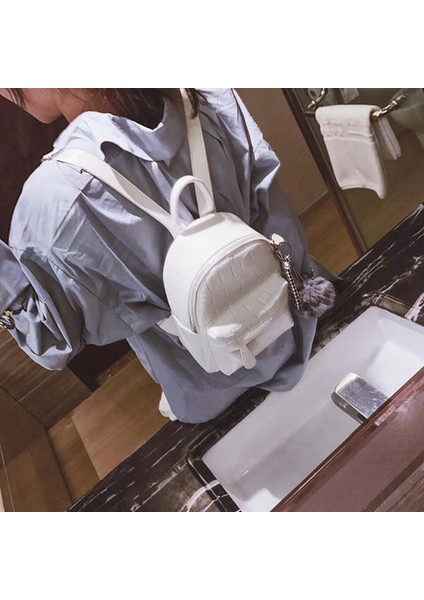Pu Deri Sırt Çantası Servisli Kadın Mochila Seyahat Sırt Çantası (Siyah) (Yurt Dışından)