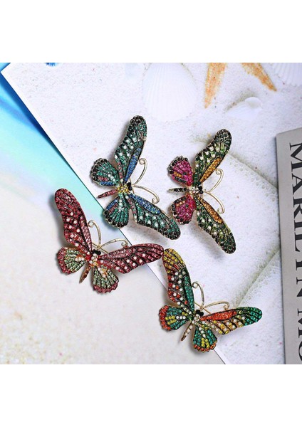 Vintage Kelebek Broş Pin Rhinestones-Antika Sevimli Hayvan Şekli Korsaj Eşarp Klipler Broşlar Kadınlar Kızlar Için (Yurt Dışından)