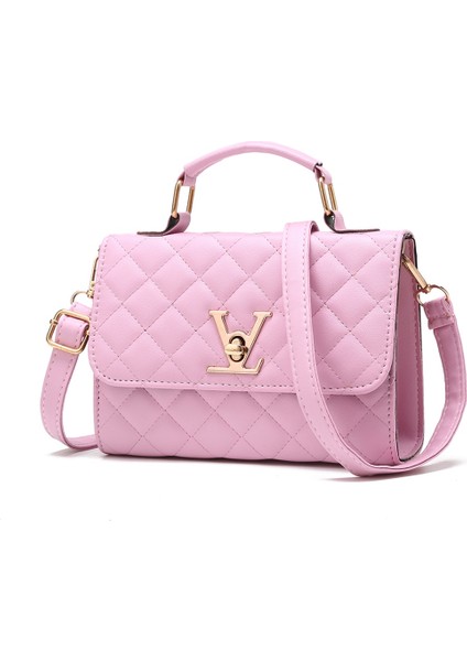Sling Çanta Bayan Çanta Kore Omuz Çantası Sling Moda Pu Deri Yüksek Kaliteli Mini Çanta Pembe (Yurt Dışından)