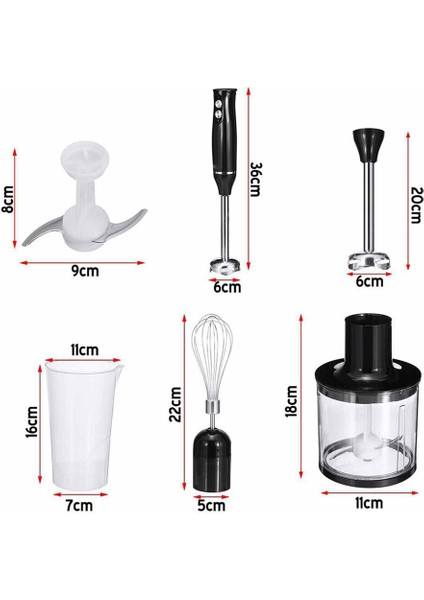 4'ü 1 Arada Yüksek Güçlü Daldırma El Çubuk Blender Mikseri Doğrayıcı ve Smoothie Bardağı Içerir Paslanmaz Çelik Buz Bıçağı Ab Tak (Yurt Dışından)