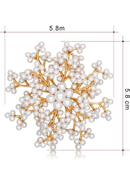 Kar Tanesi Inci Kristal Broş Düz Renk Kar Tanesi Broş Moda Zarif Inci Broş Kadın Takı (Yurt Dışından)