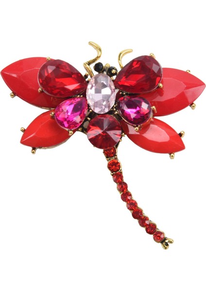 Varış Reçine Renkli Yusufçuk Broşlar Zarif Rhinestone Böcek Broş Pin Iyi Hediye Kırmızı (Yurt Dışından)