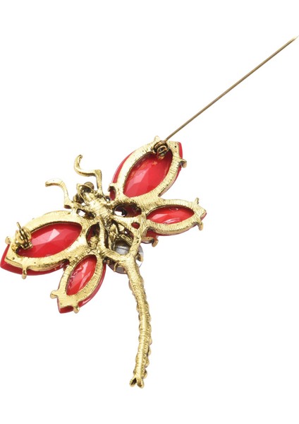 Varış Reçine Renkli Yusufçuk Broşlar Zarif Rhinestone Böcek Broş Pin Iyi Hediye Kırmızı (Yurt Dışından) fiyatları