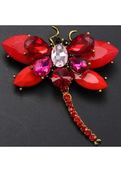 Varış Reçine Renkli Yusufçuk Broşlar Zarif Rhinestone Böcek Broş Pin Iyi Hediye Kırmızı (Yurt Dışından) modelleri