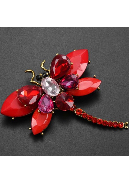 Varış Reçine Renkli Yusufçuk Broşlar Zarif Rhinestone Böcek Broş Pin Iyi Hediye Kırmızı (Yurt Dışından) fırsatları