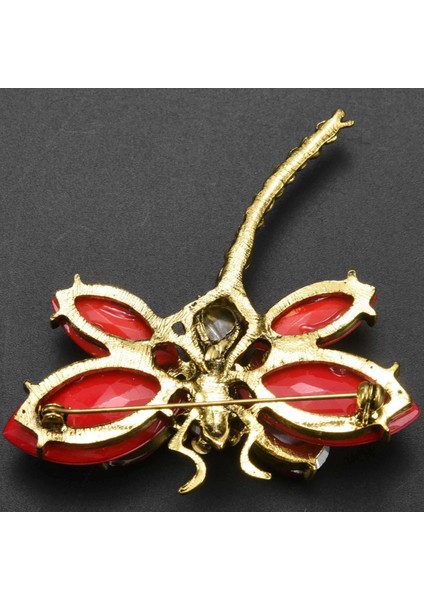 Varış Reçine Renkli Yusufçuk Broşlar Zarif Rhinestone Böcek Broş Pin Iyi Hediye Kırmızı (Yurt Dışından) indirimleri