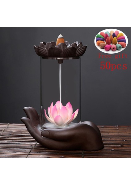 Zen Bergamot Lotus Brülör Duman Şelale Tütsü Brülör + 50 Adet Koni Tütsü Buhurdan Oturma Odası Dekorasyon Aromaterapi (Yurt Dışından) modelleri