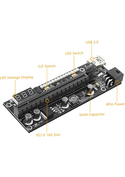 Pcıe Yükseltici 15X Artı Pcı-E 16X Yükseltici VER15X Yükseltici Kart 6pin Güç 14LED Işıklar Sıcaklık Göstergesi Madenci Madencilik Için 1 Takım (Yurt Dışından)