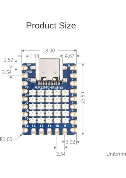 RP2040- RP2040 Çift Çekirdekli Işlemci Üzerinde 5x5 Ledli Mini Geliştirme Kartı (Yurt Dışından)