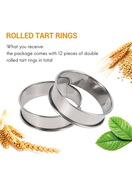 Çift Haddelenmiş Tart Halkaları Paslanmaz Çelik Yuvarlak Muffin Halkaları Crumpet, Tart, Muffin Yapımı Için Metal Crumpet Halkaları 12 (Yurt Dışından) fiyatları