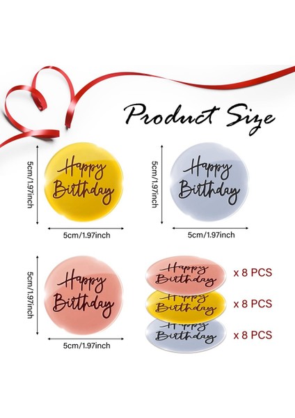 24 Adet Akrilik Kek Toppers Mutlu Doğum Günü Ayna Kek Disk Mini Yuvarlak Kazınmış Cupcake Topper Dıy Cupcake Dekorasyon (Yurt Dışından)
