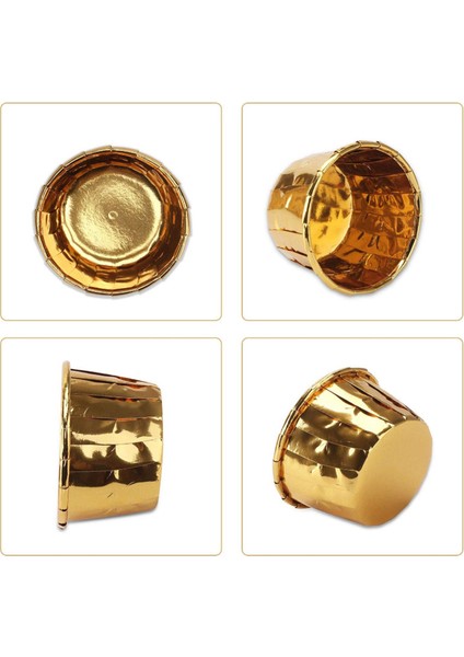 50 Adet Alüminyum Folyo Cupcake Bardak Tek Kullanımlık Muffin Gömlekleri Pişirme Bardak Alüminyum Cupcake Ucu Tava Ramekin Tutucular Küçük Puding Bardak-Altın (Yurt Dışından) indirimleri