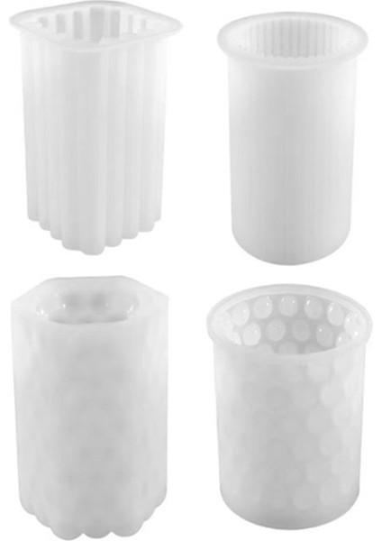 Silikon Mum Kalıbı, 4'lü Silikon Kalıp Paketi, 3D Silikon Kalıplar, Dökme Seti Için Mum Kalıpları (Yurt Dışından)