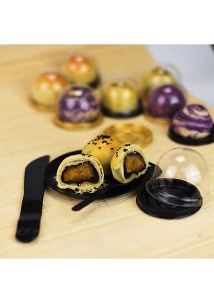 100 Adet Mini Kek Kutusu, Şeffaf Plastik Kekler Kubbe Kutusu 2 Inç Mooncake Kutusu ile Doğum Günü Partisi Için Temizle Kubbe (Yurt Dışından)