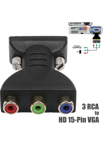 3rca Rgb Dişi - Hd 15-Pin VGA Stili Komponent Video Jak Adaptörü Dönüştürücü (Yurt Dışından)