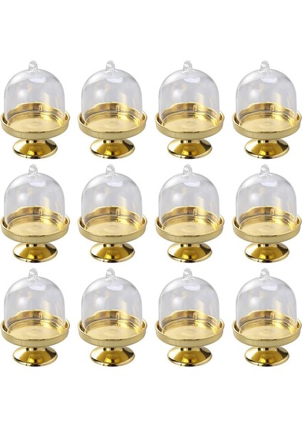 12 Parça Mini Kek Standı Çikolatalı Kek Şeker Ekran Kartı Doğum Günü ve Düğün Malzemeleri Için Kapaklı (Altın Taban) (Yurt Dışından) fiyatları