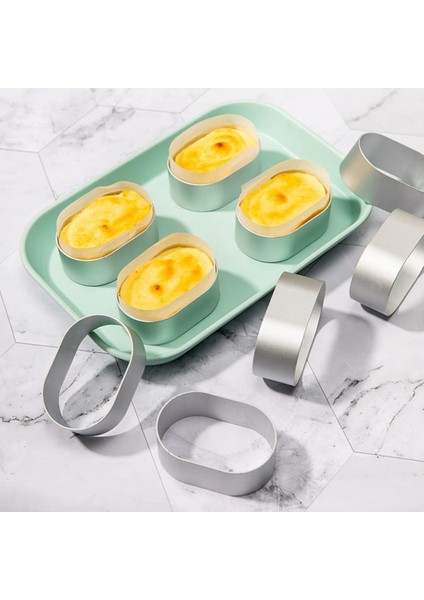 10 Adet Peynir Alüminyum Alaşımlı Oval Peynir Kalıp Mousse Ekmek Kek 100 Adet Astar Kağıt Pişirme Aracı ile (Yurt Dışından)