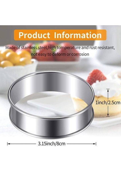 5 Parça Çift Haddelenmiş Tart Yüzükler Yuvarlak Muffin Yüzükler Crumpet Yüzükler Ev Restoran Için Dairesel Tart Yüzükler (Yurt Dışından)