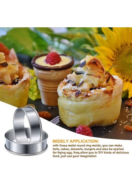 5 Parça Çift Haddelenmiş Tart Yüzükler Yuvarlak Muffin Yüzükler Crumpet Yüzükler Ev Restoran Için Dairesel Tart Yüzükler (Yurt Dışından) modelleri
