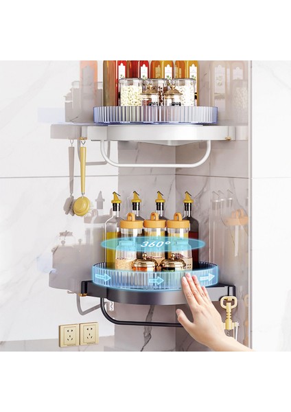 Mutfak Depolama Rafı Dönen Mutfak Düzenleyici Köşe Raf Rafları Baharat Rafları Raflar Mutfak Aksesuarları Beyaz (Yurt Dışından) fiyatları