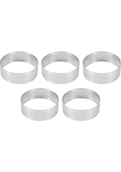 5 Adet 6 cm Dairesel Tart Yüzük Tatlı Paslanmaz Çelik Delikli Meyve Pasta Kiş Kek Mus Kalıp Mutfak Pişirme Kalıp (Yurt Dışından)