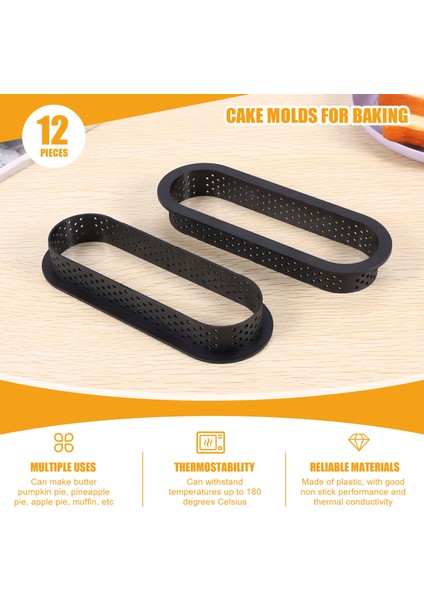 12 Adet Oval Tart Yüzükler Isıya Dayanıklı Delikli Kek Mus Halkası Yapışmaz Bakeware Tart Mini Kek Kalıbı Kek Yüzükleri (Yurt Dışından) fırsatları