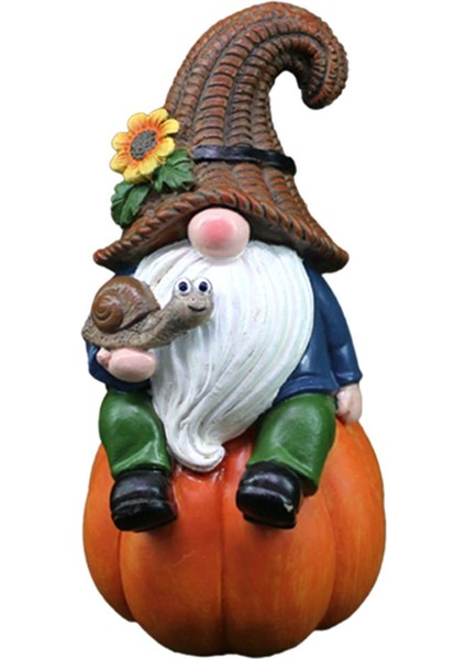 Güz Cüceler Heykeli Dekor, Sgiving Gnome Kabak Gnome Beyaz Sakal Gnome Heykeli Güz Kabak Peri Heykeli Reçine Deco (Yurt Dışından)