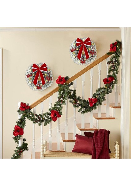 2 Adet Işıklı Noel Çelenkleri, Kırmızı Fiyonklu 13 Inç Önceden Aydınlatmalı Mini Noel Çelengi, LED Işıklı Çam Iğnesi Çelengi (Yurt Dışından) modelleri