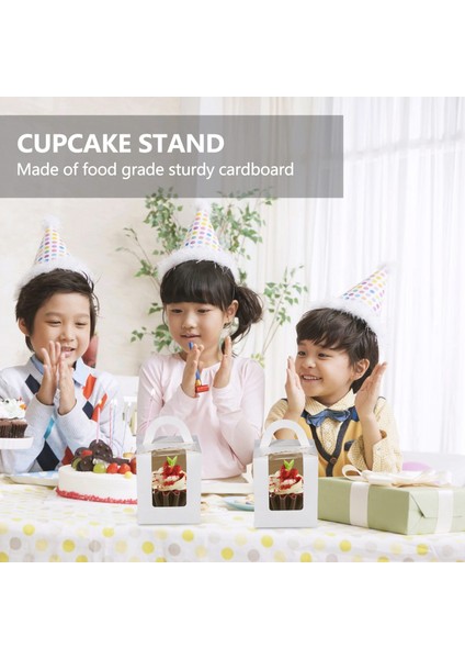 50 Adet Tek Cupcake Kutuları Beyaz Bireysel Cupcake Taşıyıcı Tutucular, Fırın Sarma Ambalajı Için Pencere Ekleri ile (Yurt Dışından) fiyatları