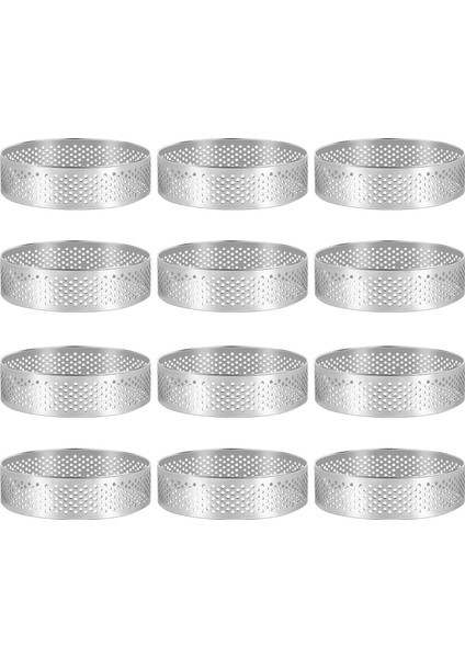 12 Paket Paslanmaz Çelik Tart Halkaları 3 In, Delikli Kek Musluk Halkası, Kek Halkası Kalıbı, Yuvarlak Kek (Yurt Dışından)