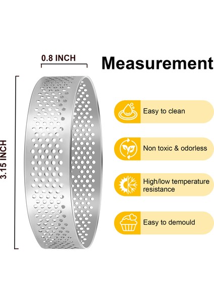 12 Paket Paslanmaz Çelik Tart Halkaları 3 In, Delikli Kek Musluk Halkası, Kek Halkası Kalıbı, Yuvarlak Kek (Yurt Dışından) fırsatları