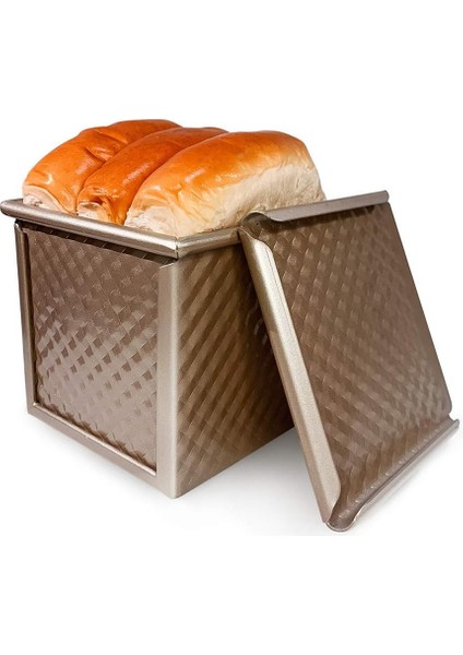 Somun Tava Kapaklı Yapışmaz Ekmek Tost Kalıbı Mini Kare Tost Kutusu Ev Pişirme Için Mükemmel Pişirme Seti 4 Adet (Yurt Dışından)