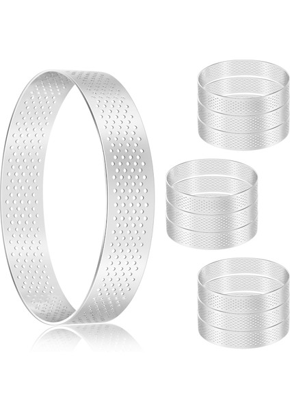 10 Adet Dairesel Tart Yüzükler Delikli Paslanmaz Çelik Meyve Turtası Kiş Kek Mus Kalıp Mutfak Pişirme Kalıp 10 cm (Yurt Dışından)