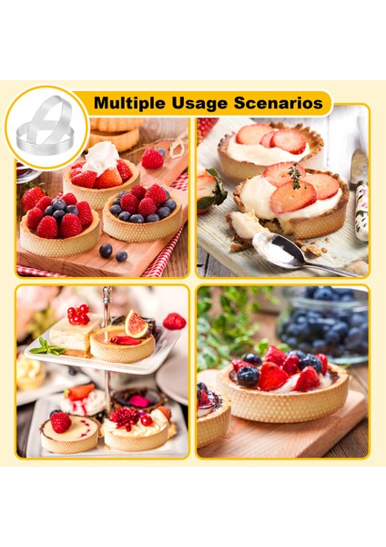 10 Adet Dairesel Tart Yüzükler Delikli Paslanmaz Çelik Meyve Turtası Kiş Kek Mus Kalıp Mutfak Pişirme Kalıp 10 cm (Yurt Dışından)