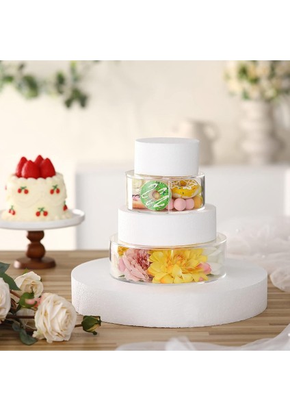 Akrilik Kek Teşhir Panosu Yuvarlak Kek Teşhir Tepsisi Dıy Kek Doldurulabilir Kurulu Tabanı Temizle Kek Standı Araçları, Yuvarlak 15X15X5CM (Yurt Dışından)