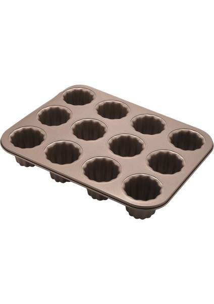 Canele Kalıp Kek Tavası, 12 Gözlü Yapışmaz Cannele Muffin Bakeware Fırın Pişirme Için Cupcake Tavası (Şampanya Altın) (Yurt Dışından)