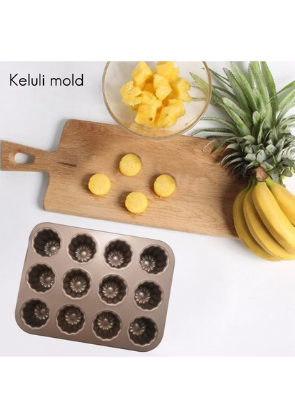 Canele Kalıp Kek Tavası, 12 Gözlü Yapışmaz Cannele Muffin Bakeware Fırın Pişirme Için Cupcake Tavası (Şampanya Altın) (Yurt Dışından) fırsatları