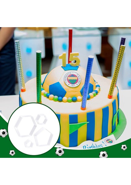 Futbol Desen Çerez Kesiciler Futbol Kek Fondan Altıgen Kesici Mutfak Dıy Kek Dekorasyon Araçları (Yurt Dışından) modelleri