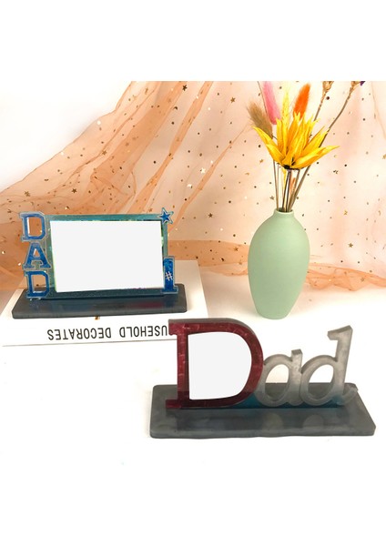 2 Adet Dıy Fotoğraf Baba Standı Seti Dekoratif Silikon Kalıp Babalar Günü Kristal Epoksi Reçine Kalıp A (Yurt Dışından) fiyatları