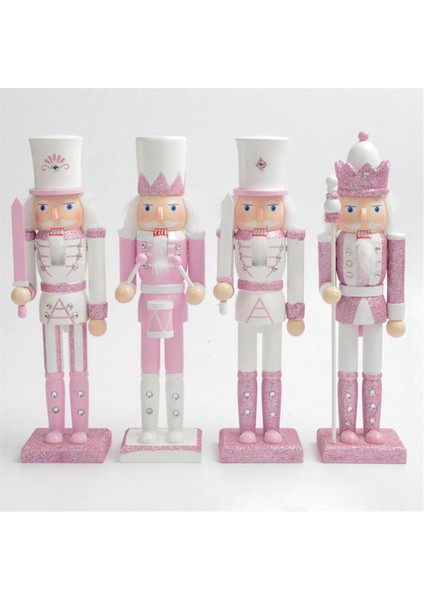 30 cm Pembe Ahşap Fındıkkıran Heykelcik Beyaz Saç Taklidi Kakma Kukla Fındıkkıran Bebek Oyuncak Süsleme, 1 (Yurt Dışından)