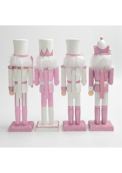 30 cm Pembe Ahşap Fındıkkıran Heykelcik Beyaz Saç Taklidi Kakma Kukla Fındıkkıran Bebek Oyuncak Süsleme, 1 (Yurt Dışından)