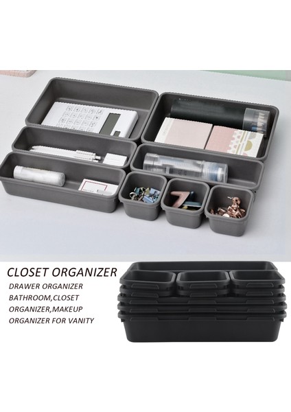 12 Paket Masası Çekmece Organizatör Tepsi Bölücüler Plastik Saklama Kutuları Konteyner Mutfak Banyo Ofis Yatak Odası Makyaj (Yurt Dışından) fiyatları