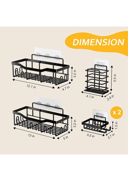 Duş , Banyo Duş Organizatörü [5'li Paket], Kendinden Yapışkanlı Duş Rafları, Iç Duş Rafı Için Duş Rafı (Yurt Dışından)