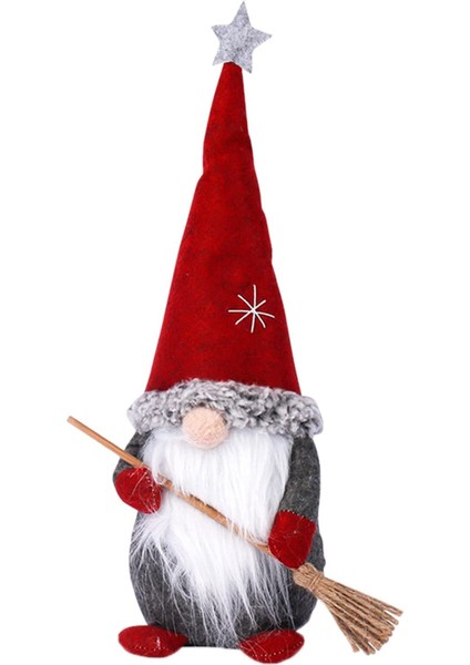 Noel Süslemeleri Gnome Kırmızı Süpürge Noel Baba Bebek Kış Kar Tanesi Yüzü Olmayan Cüce Parti Masaüstü Kapalı Masa Süsü A (Yurt Dışından)