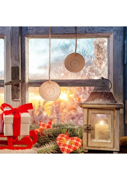 40 Adet Doğal Ahşap Dilimleri Bitmemiş Önceden Delikli Delikli Yuvarlak Diskler Noel Süsleri Için Ahşap Daireler (Yurt Dışından)