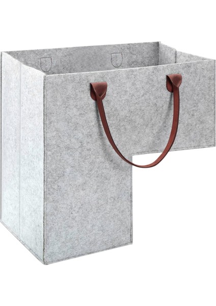 Deri Kulplu Merdiven Sepeti 16 Inç Halı Kaplı Merdivenler Için Iç Destek Organizatör Keçe Katlanabilir Sepet (Gri) (Yurt Dışından)