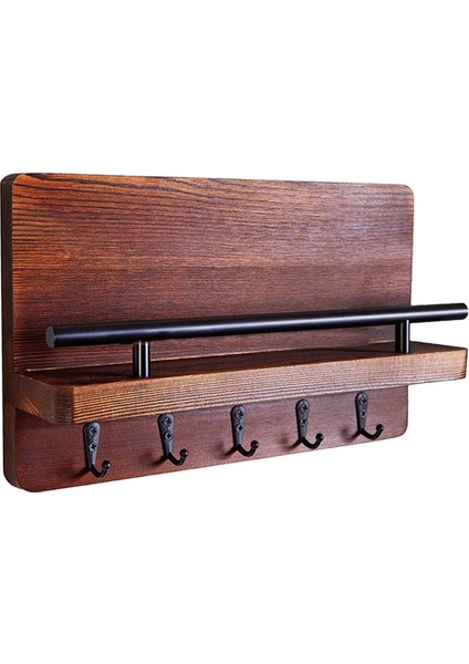 Duvar Için Anahtar ve Posta Tutucu, Raflı Duvar Anahtarlık, Kancalı Ahşap Duvar Rafı, Duvara Montaj Için Posta Düzenleyici (Yurt Dışından)