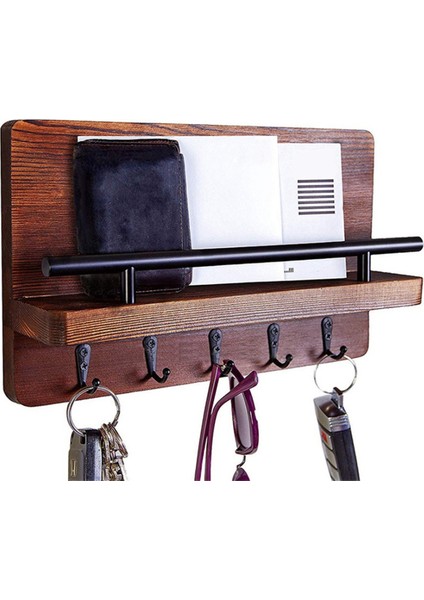 Duvar Için Anahtar ve Posta Tutucu, Raflı Duvar Anahtarlık, Kancalı Ahşap Duvar Rafı, Duvara Montaj Için Posta Düzenleyici (Yurt Dışından) indirimleri